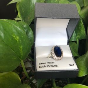 SILVER PLATED CUBIC ZIRCONIA Statement RING SZ 8